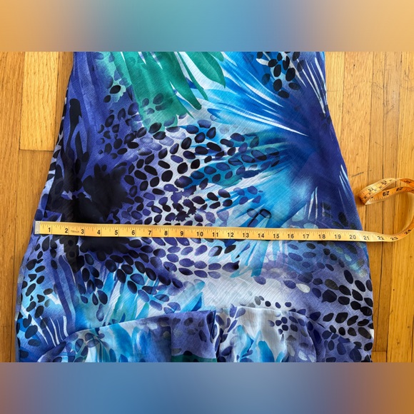 Y2K Vintage Blue Fairy Dress with Abstract Floral Print and Asymmetrical Hem - Picture 7 of 7